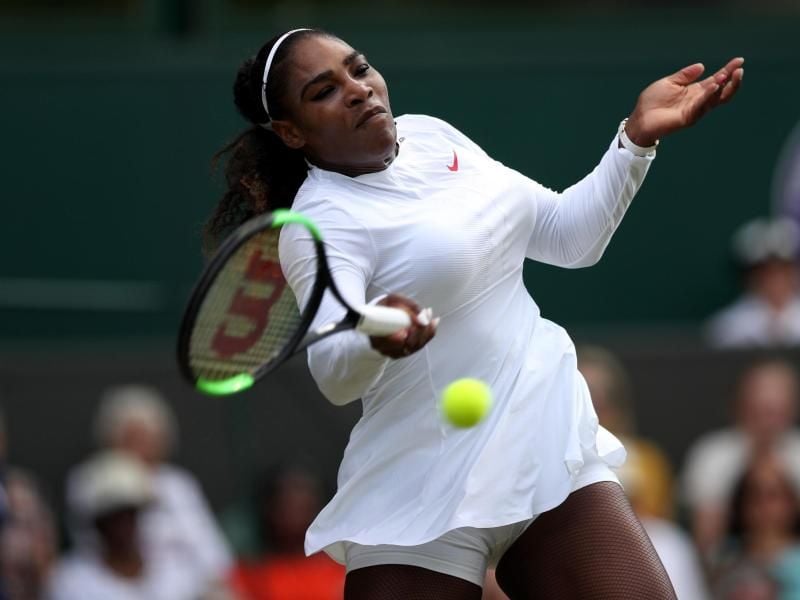 Serena Williams steht nach ihrem Erfolg über die Russin Jewgenija Rodina im Viertelfinale von Wimbledon. Foto: J. Brady/PA Wire
