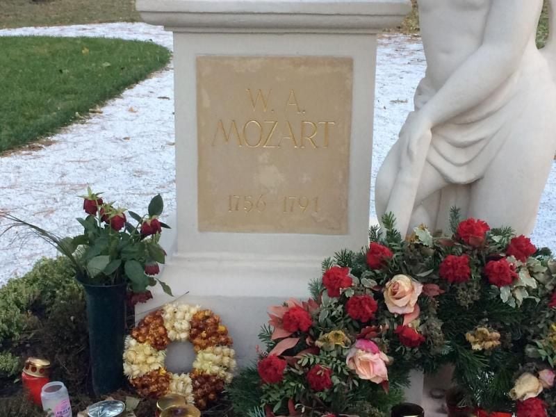 Das Grab des Komponisten Wolfgang Amadeus Mozart in Wien. Foto: Matthias Röder