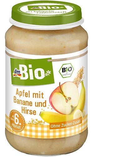 dm-drogerie markt ruft aus Gründen des vorbeugenden Verbraucherschutzes den Artikel „dmBio Apfel mit Banane und Hirse 190 g“ zurück.