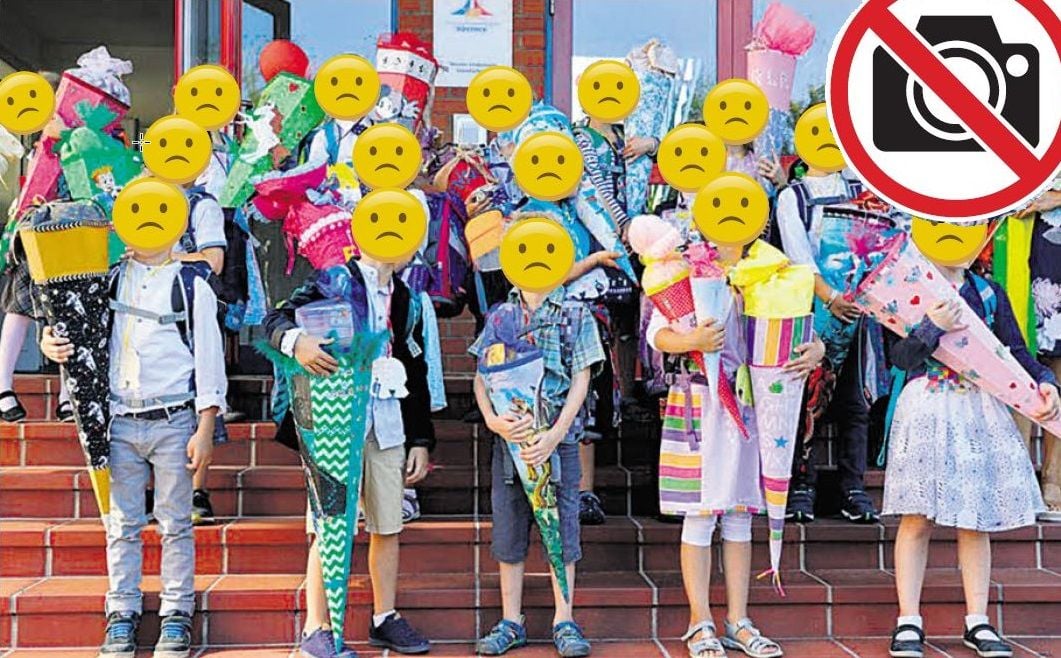 Die von uns angefertigte Fotomontage wäre datenschutzrechtlich unbedenklich. Aber wer würde so ein Foto im Album haben wollen? Etliche Schulen werden Eltern das Fotografieren zur Schuleinführung untersagen - aus Angst, Bilder von Kindern könnten sich in sozialen Netzwerken verbreiten.