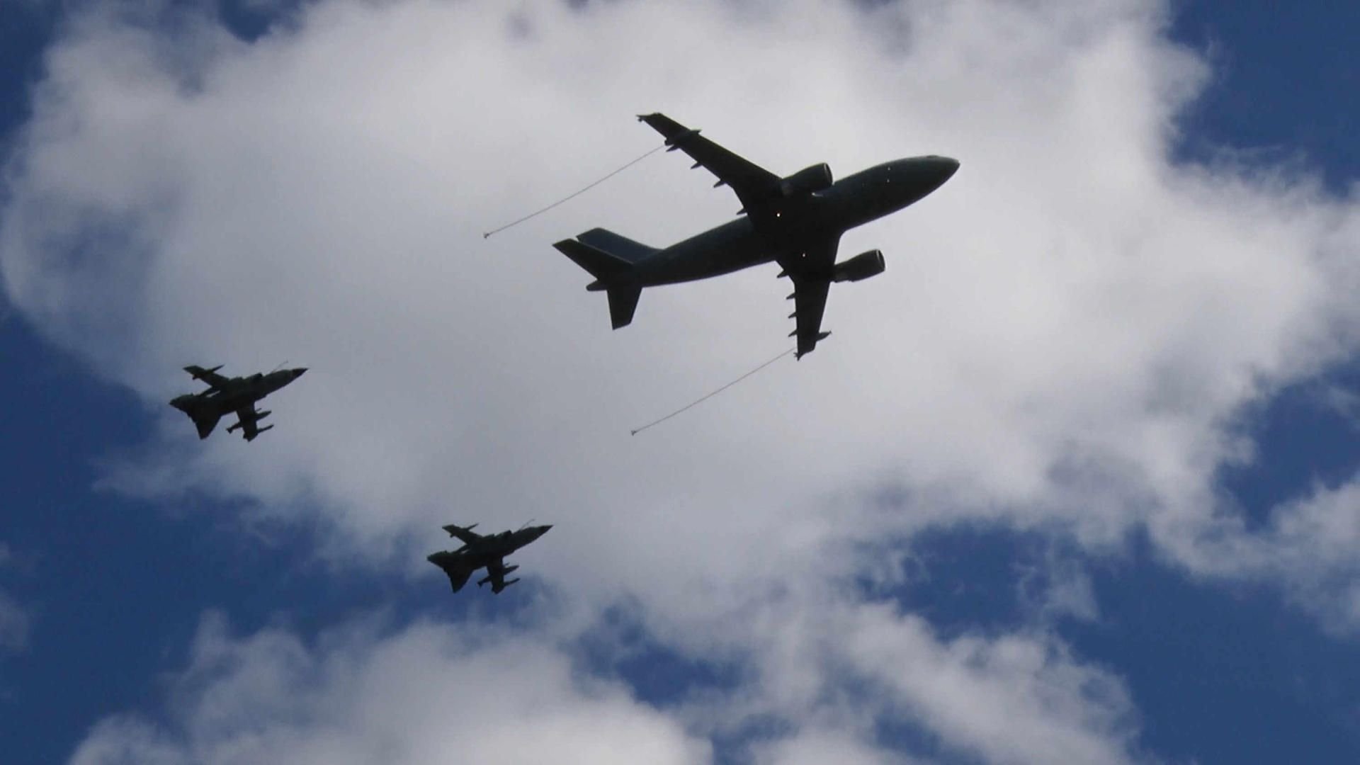 Der A310-Tanker der Bundeswehr sagte in Dresden Auf Wiedersehen.