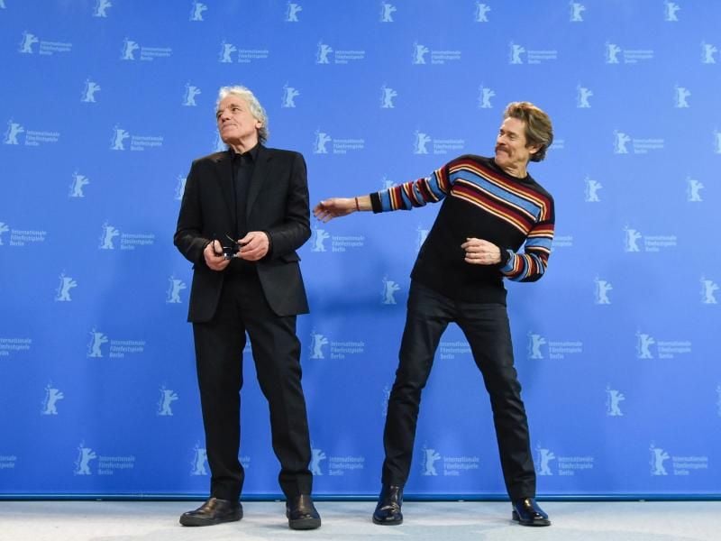 Abel Ferrara (l) und Willem Dafoe stellten „Siberia” auf der Berlinale vor. Foto: Jörg Carstensen/dpa