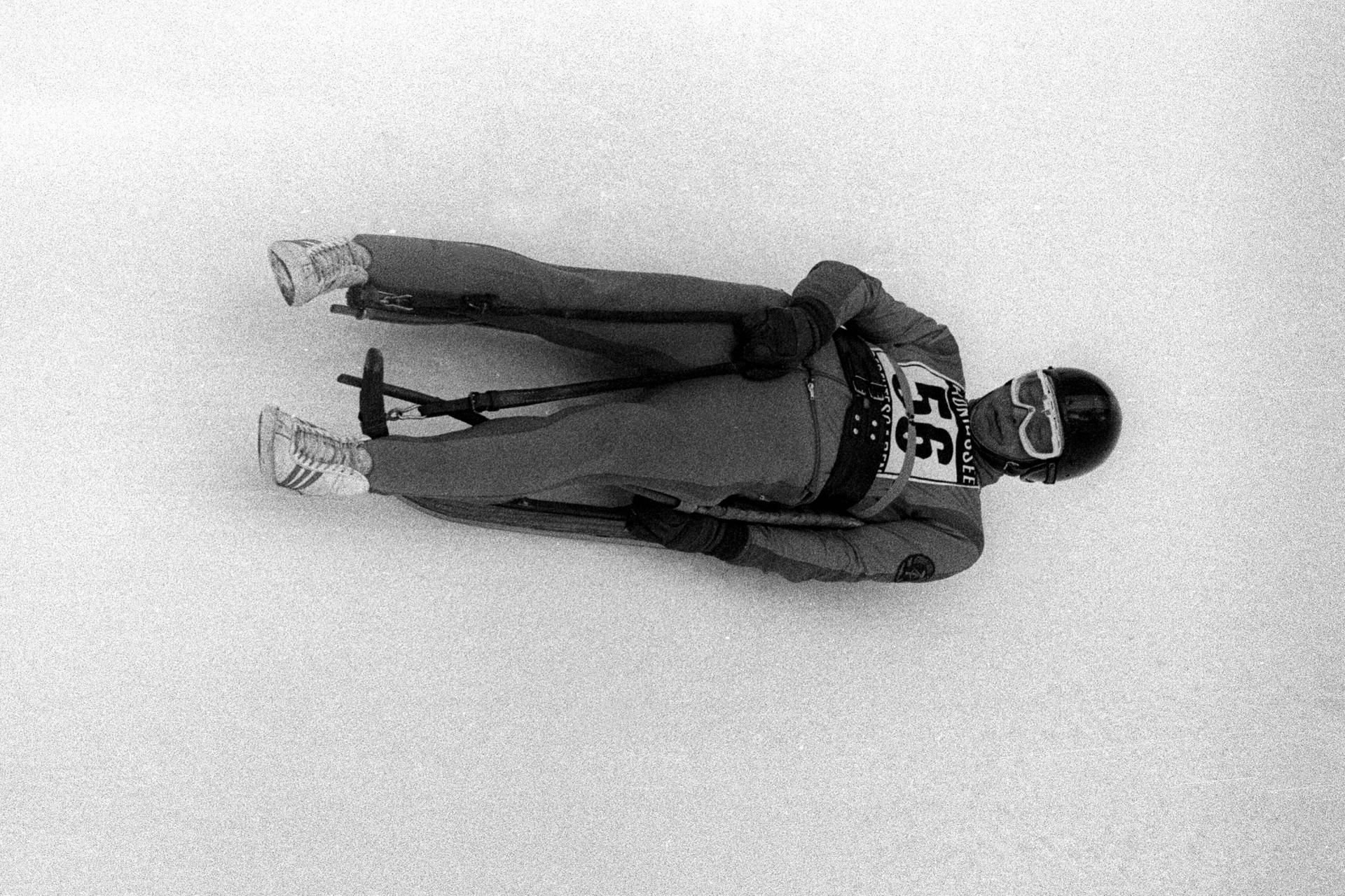 Horst Hörnlein unterwegs im Einsitzer der Männer on Königssee 1969.