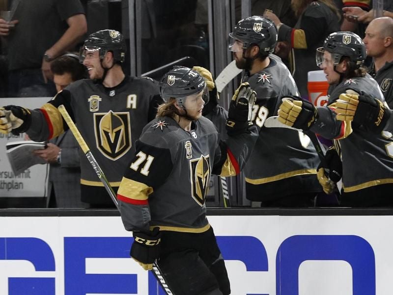 William Karlsson rrzielte in der Nachspielzeit den Siegtreffer für die Vegas Golden Knights. Foto: John Locher/AP