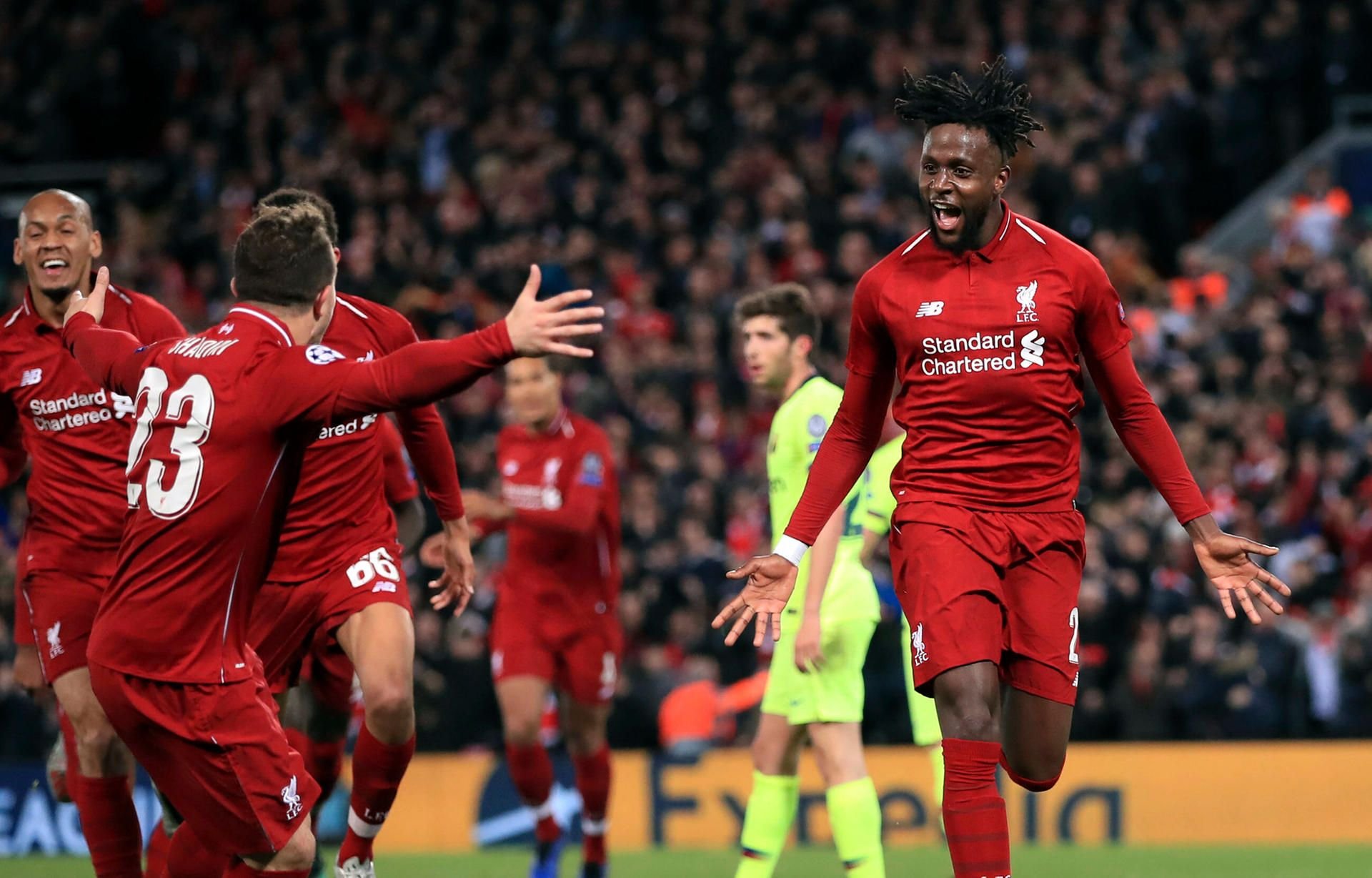 Divock Origi (r.) bejubelt seinen Treffer.