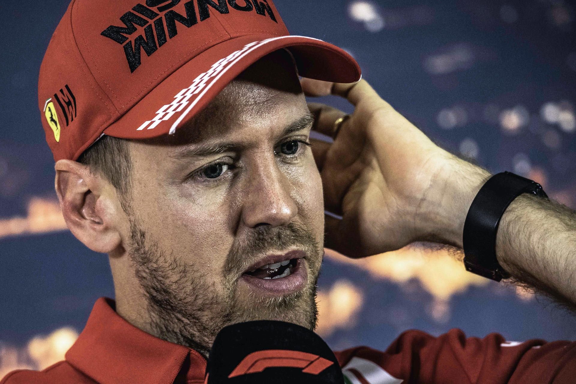 Sebastian Vettel vom Team Ferrari während einer Pressekonferenz. Der Vertrag bei Ferrari läuft zum Saisonende aus.