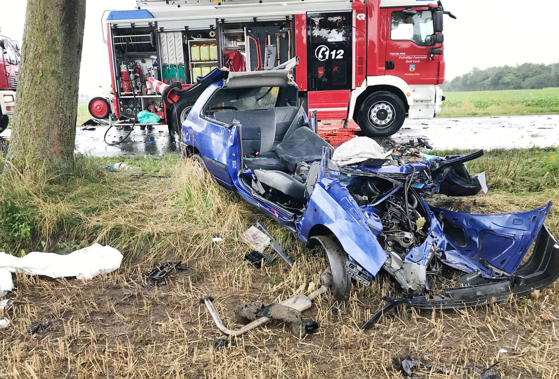 Die 55-jährige Fahrerin des Renault Clio konnte nur noch tot geborgen werden.