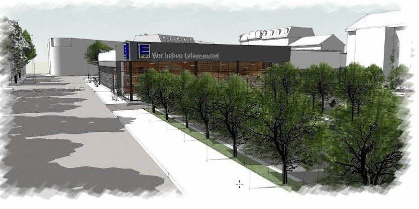 So wird der neue Markt - Blick von der Schützenstraße Richtung Fußgängerzone - aussehen.