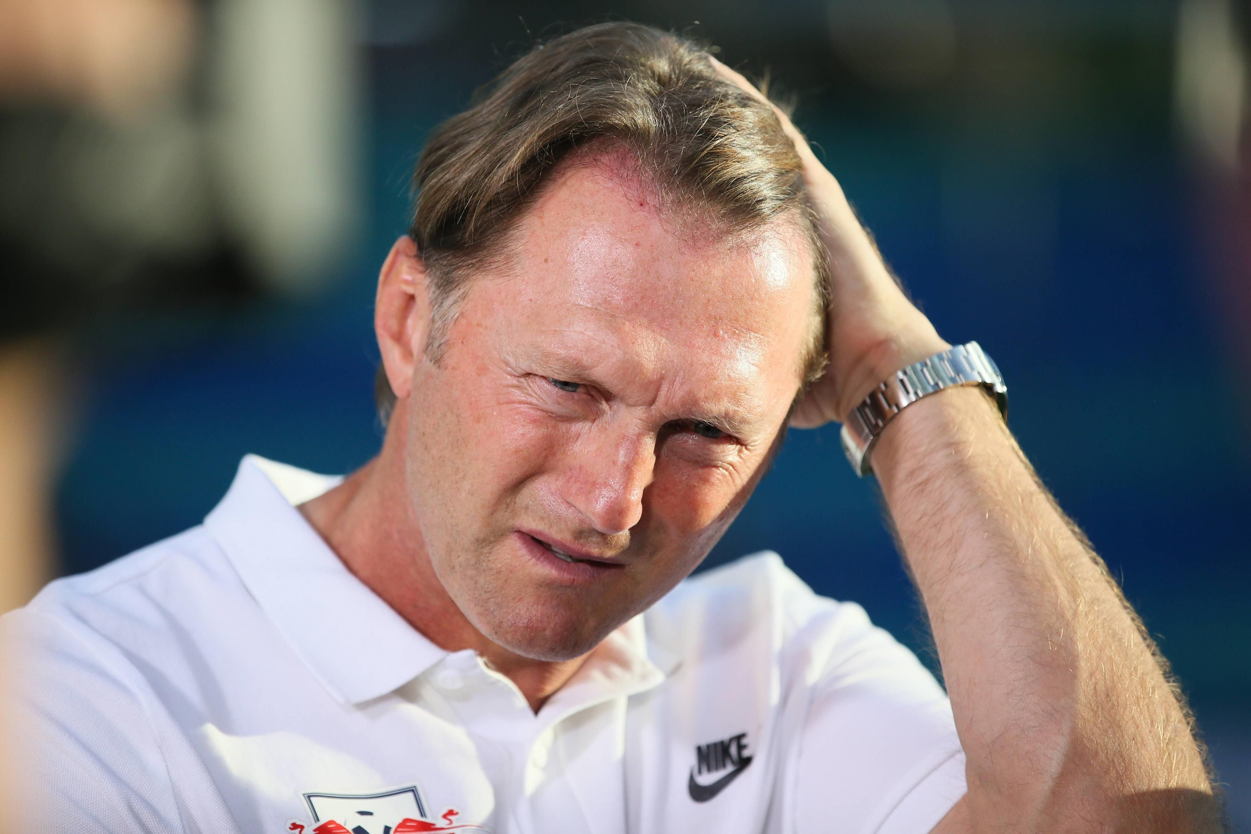 Trainer Ralph Hasenhüttel nach dem Testspiel am Sonntag.