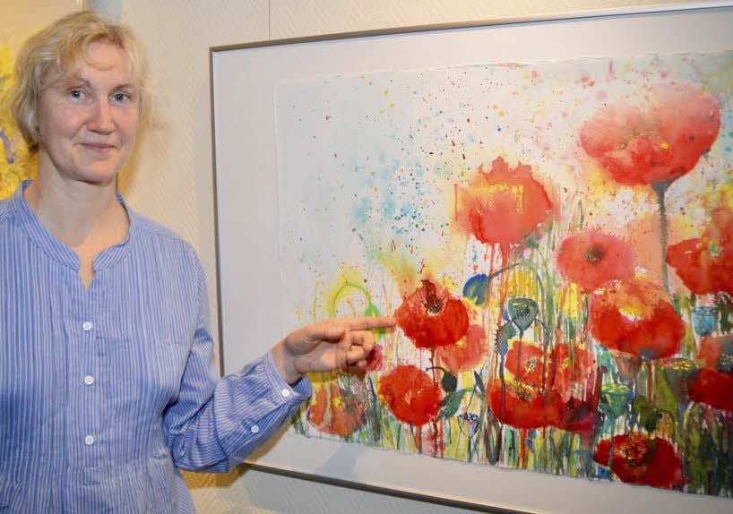 Astrid Homuth freut sich, in Bad Schmiedeberg im Atrium des Kurmittelhauses ausstellen zu können.
