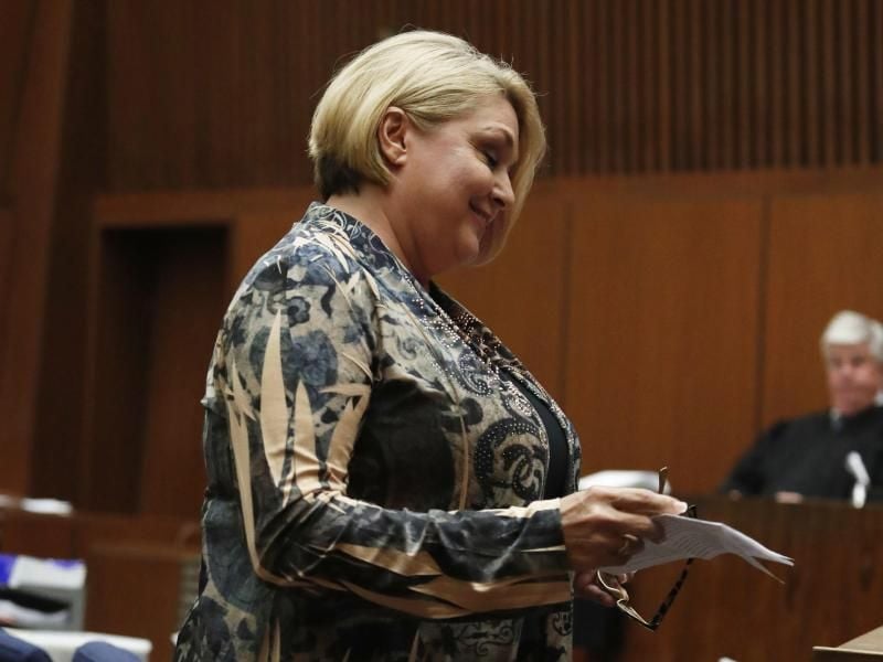 Samantha Geimer vor dem Kammergericht in Los Angeles (USA). Foto: Paul Buck