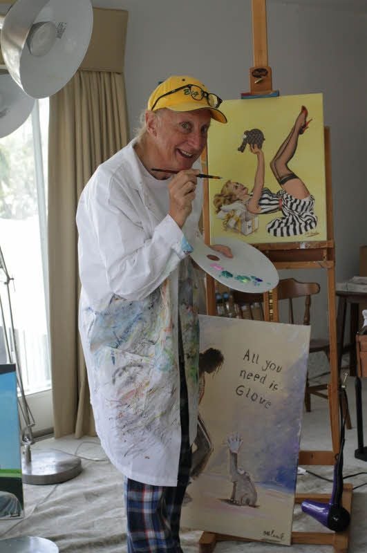 Otto Waalkes in seinem hauseigenen Atelier. Ottifanten schmuggelt er gern auf seine Bilder.