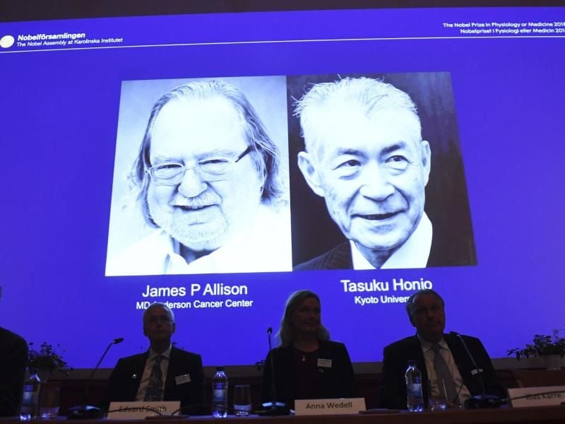 James P. Allison und Tasuku Honjo sind die diesjährigen Nobelpreisträger für Medizin. Foto: Fredrik Sandberg/TT News Agency