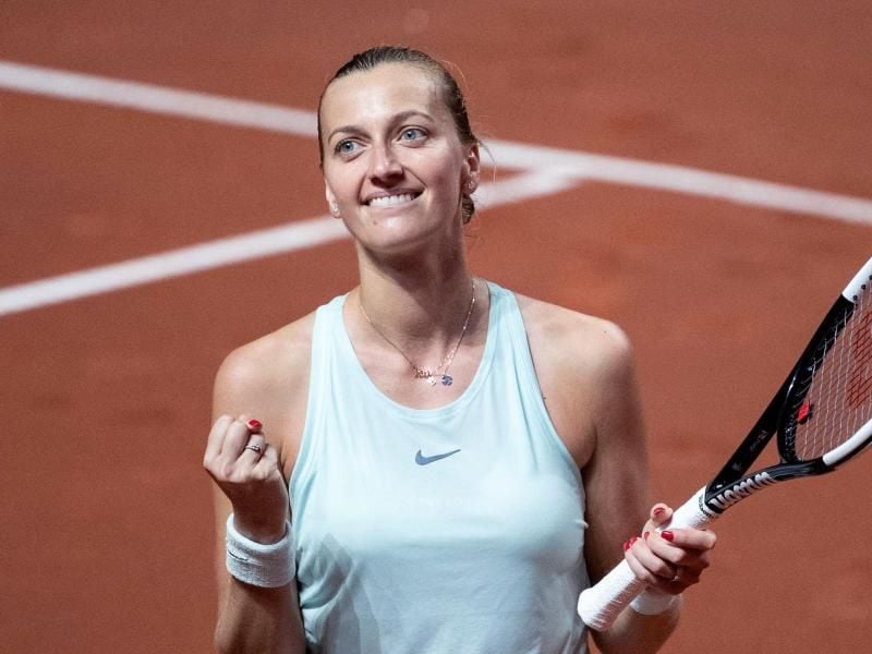 Petra Kvitova jubelt nach ihrem Final-Einzug beim WTA-Turnier in Stuttgart. Foto: Marijan Murat