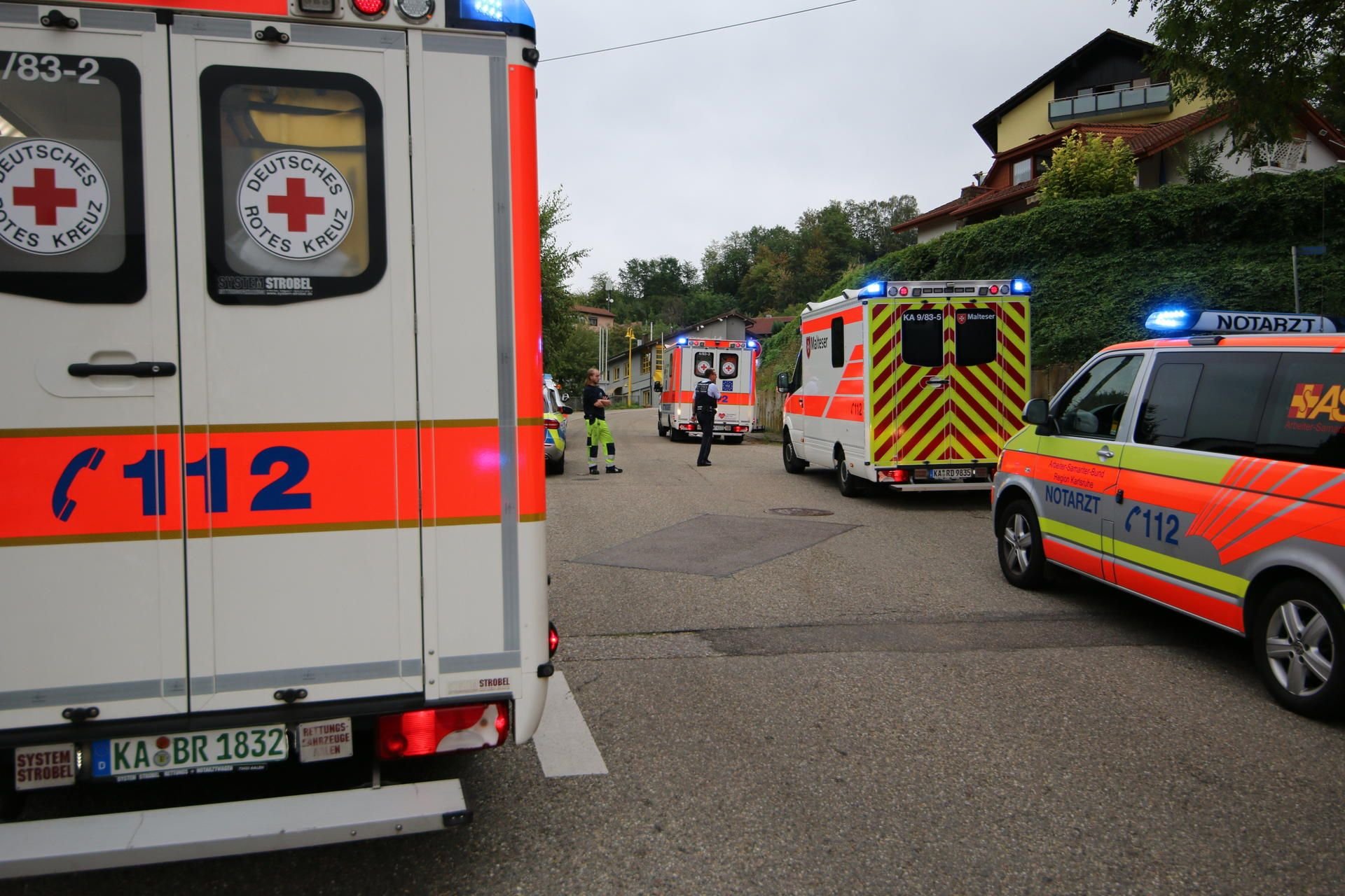 Mehrere Rettungswagen waren nach dem Hornissenangriff im Einsatz.