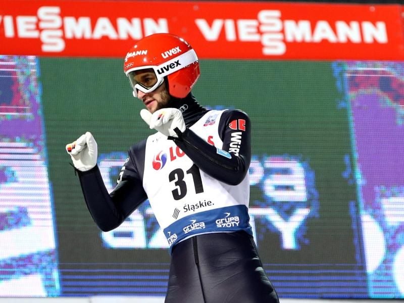 Sprang in Wisla zum Sieg: Marcus Eisenbichler. Foto: Grzegorz Momot/PAP/dpa
