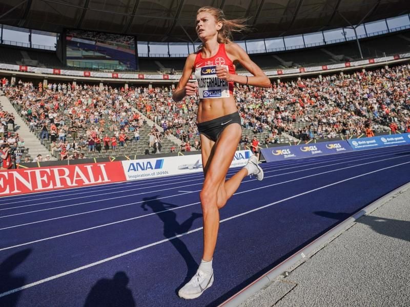 Konstanze Klosterhalfen stellte in Berlin einen neuen deutschen Rekord über die 5000 Meter auf. Foto: Michael Kappeler