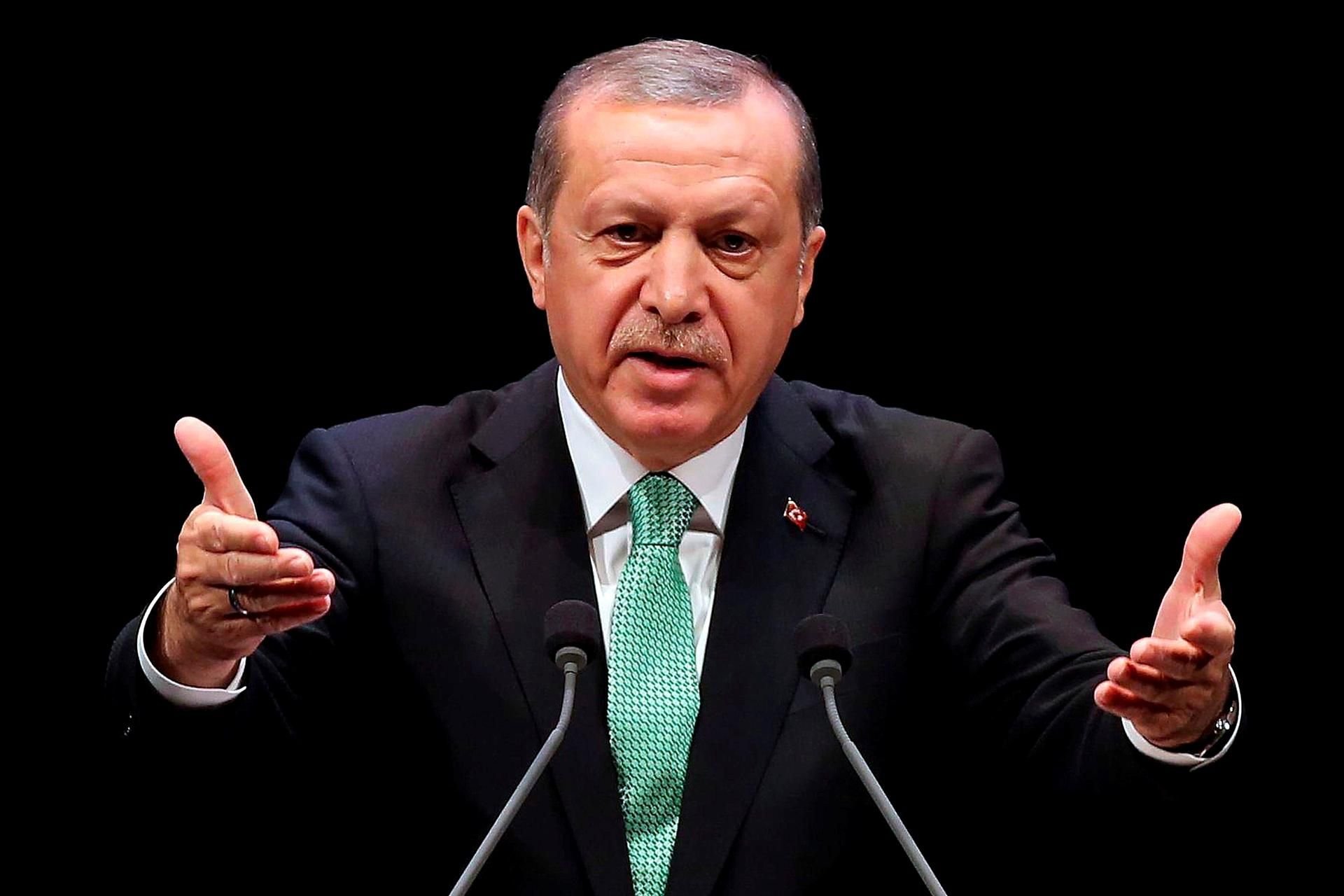 Der türkische Präsident Erdogan bei einer Rede.