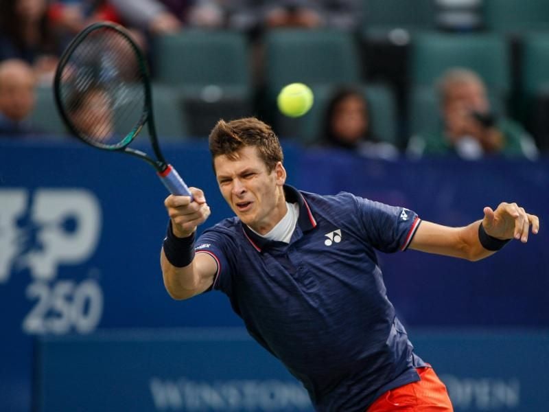 Hubert Hurkacz aus Polen gewann das Turnier in Winston-Salem. Foto: Nell Redmond/AP