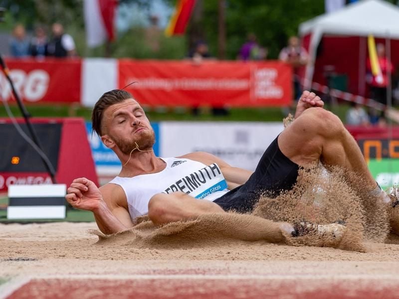 Rico Freimuth beim Weitsprung in Götzis. Foto: Expa/Peter Rinderer/APA