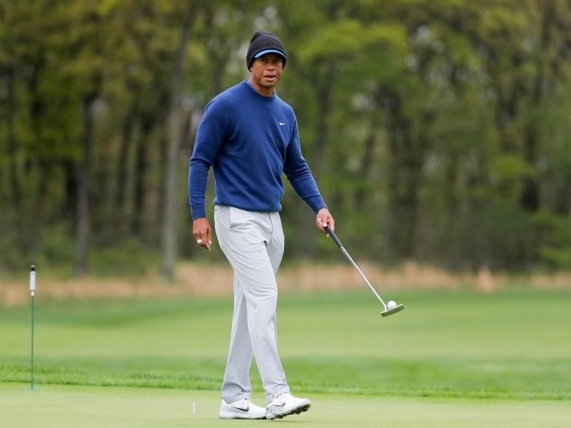 Golf-Superstar Tiger Woods beim Training für die PGA Championship. Foto: Julie Jacobson/AP