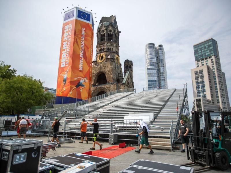 Bei der am 06.08.2018 beginnenden Meisterschaft finden Wettkämpfe auch im Stadtzentrum vor der Gedächtniskirche statt. Foto: J. Büttner