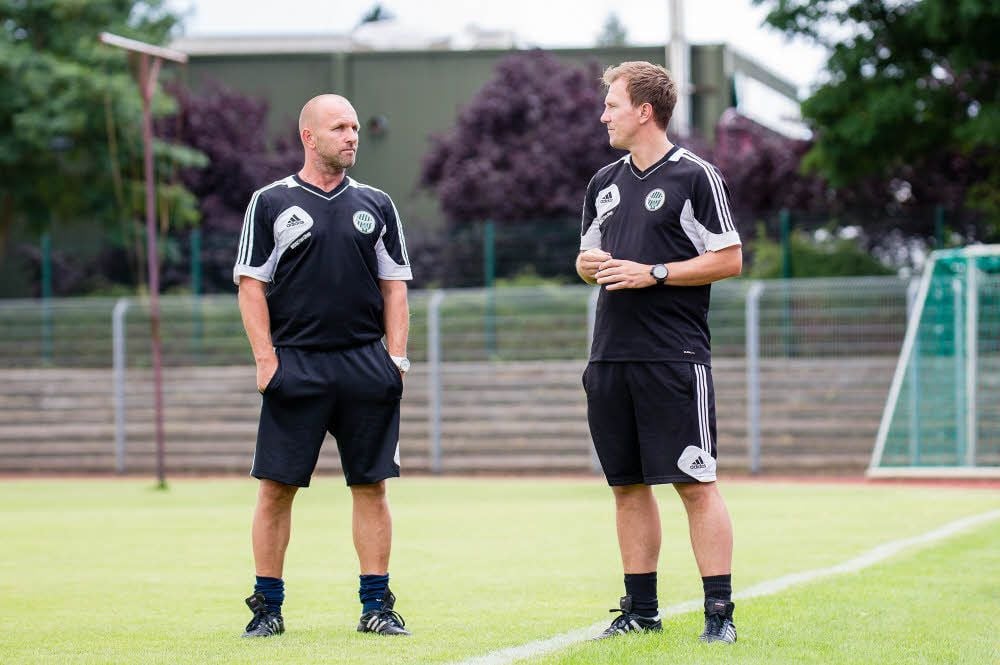 Mike Sadlo und Michael Stelzl (rechts) bilden das Trainerteam bei Union Sandersdorf.