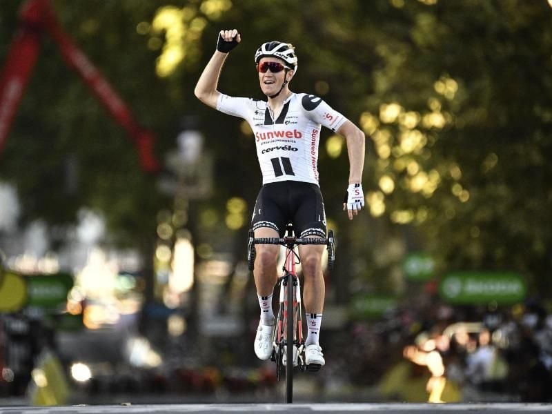 Sören Kragh Andersen bescherte dem deutschen Sunweb-Team den zweiten Etappensieg bei der diesjährigen Tour. Foto: Anne-Christine Poujoulat/Pool AFP/AP/dpa