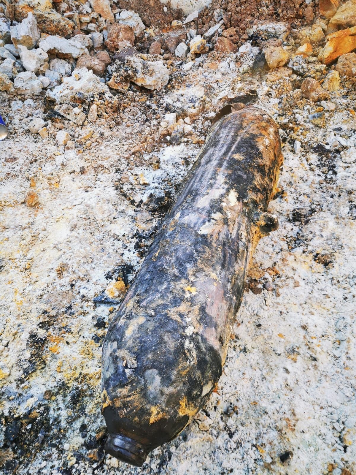 Diese Bombe wurde auf der Baustelle vom HFC-Nachwuchszentrum gefunden.