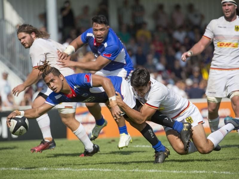 Die deutsche Nationalmannschaft im 15er-Rugby verlor auch das Rückspiel mit 28:42 gegen das favorisierte Team aus Samoa. Foto: Jürgen Keßler
