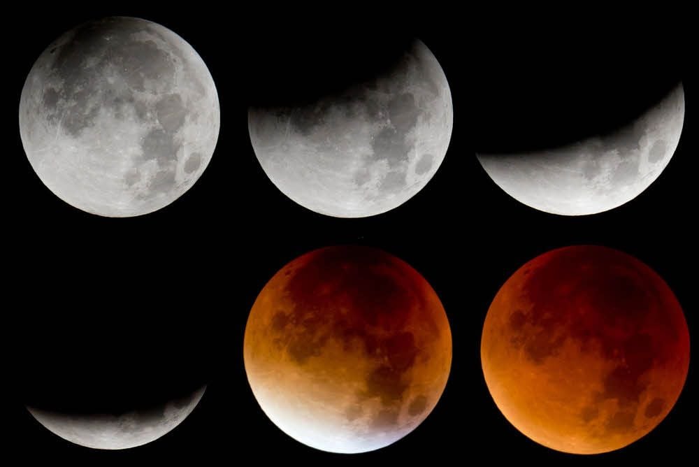 Der Ablauf der Mondfinsternis: So wird es am Himmel aussehen.