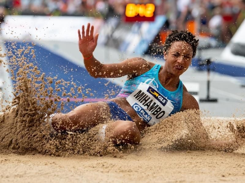 Europameisterin Malaika Mihambo hat in Berlin ihren dritten deutschen Meistertitel im Weitsprung gewonnen. Foto: Sven Hoppe