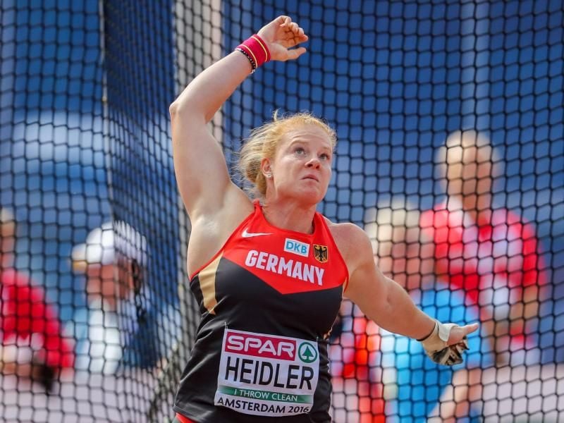 Betty Heidler hat sich mit dem weitesten Wurf für das Finale qualifiziert. Foto: Michael Kappeler