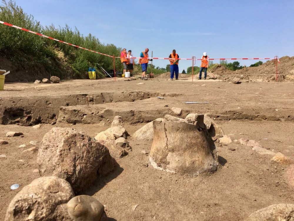 Blick auf das freigelegte Gräberfeld bei Zerbst.