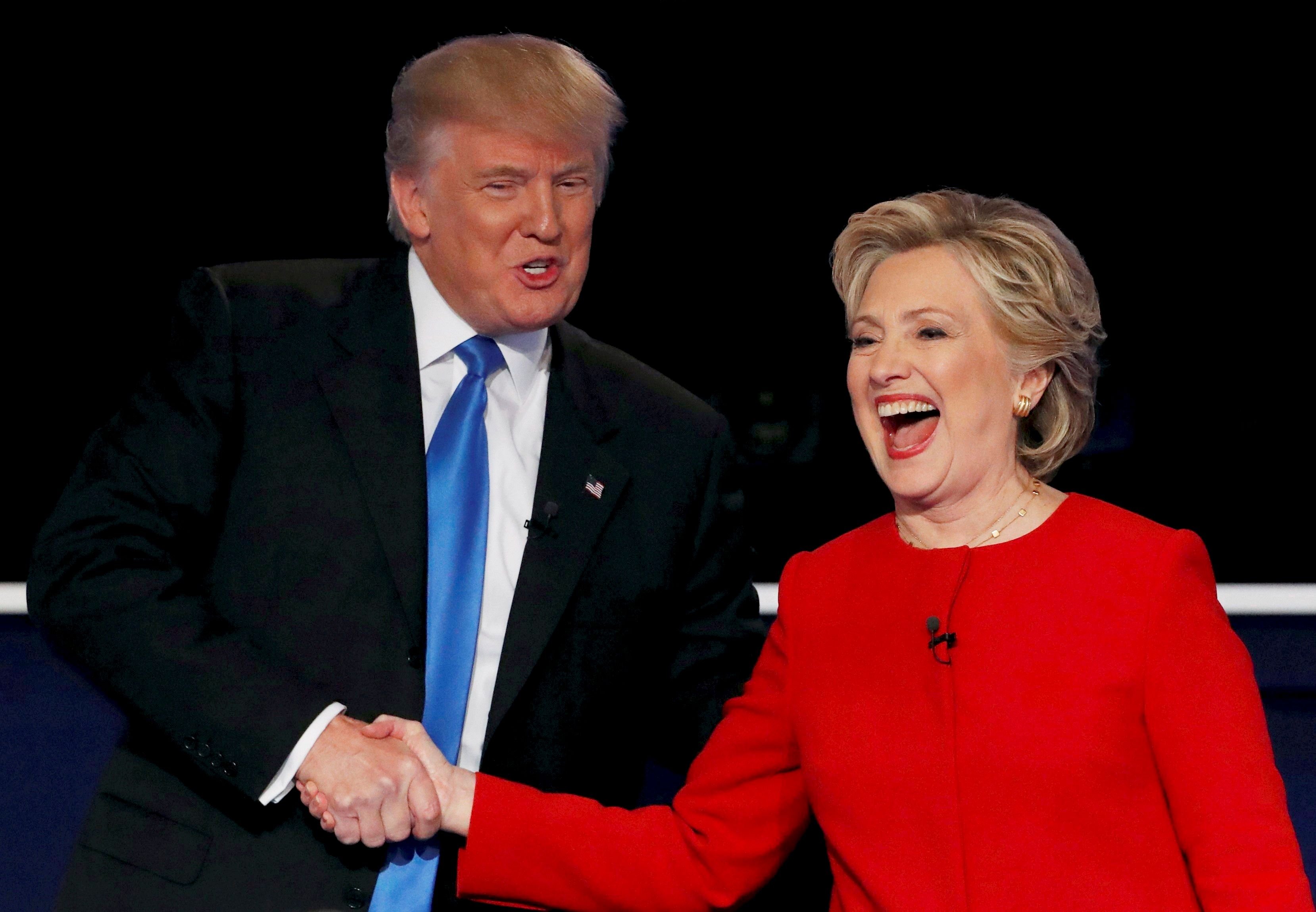 Trump und Clinton bei der ersten TV-Debatte im September.