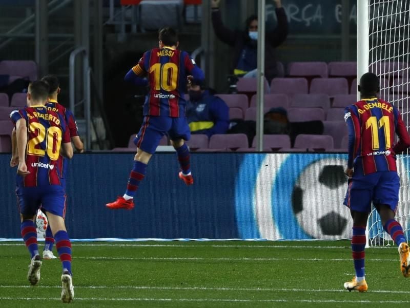 Lionel Messi hat beim 5:2-Sieg des FC Barcelona gegen Betis Sevilla doppelt getroffen. Foto: Joan Monfort/AP/dpa