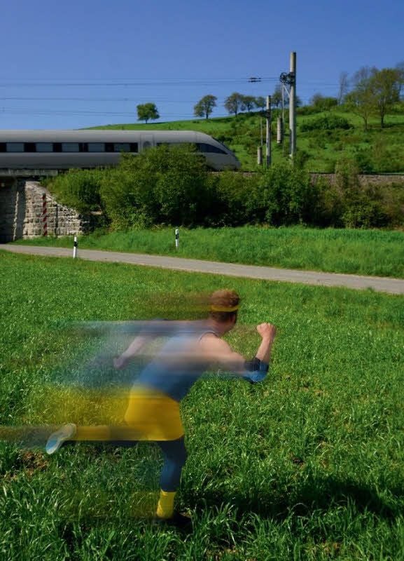 Wie Hase und Igel: Eine besondere Aktion während des Projekts „Bewegtes Land“ ist der Wettlauf gegen den Zug.