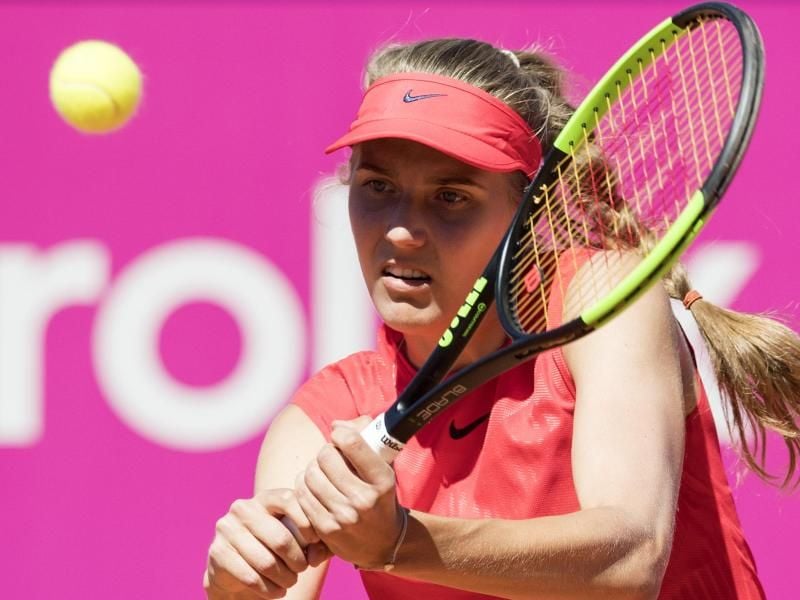 Antonia Lottner steht nach ihrem Erstrundensieg im Achtelfinale des WTA-Turniers auf Mallorca. Foto: Peter Schneider/KEYSTONE