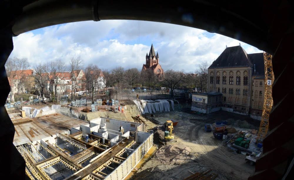 Blick auf die Baustelle am Wohnpark im Paulusviertel.