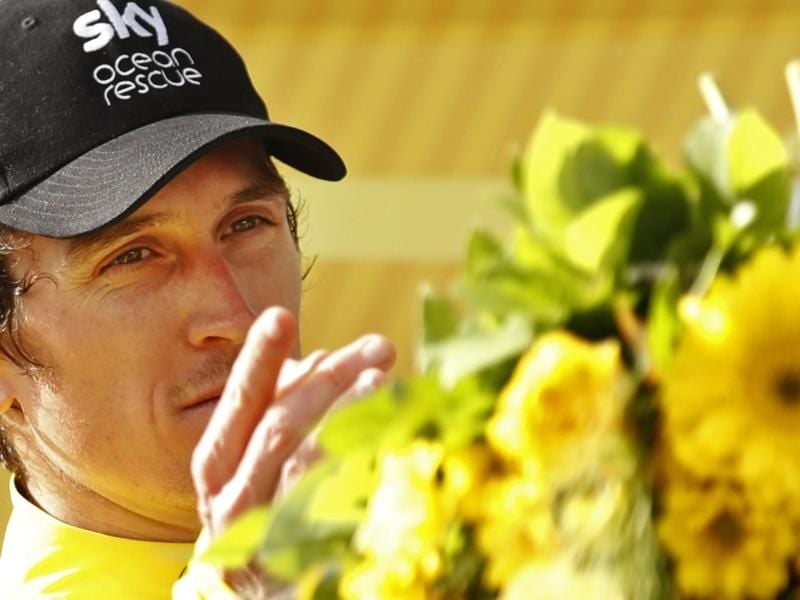 Der Brite Geraint Thomas vom Team Sky ist der designierte Gesamtsieger der Tour de France 2018. Foto: Peter Dejong/AP