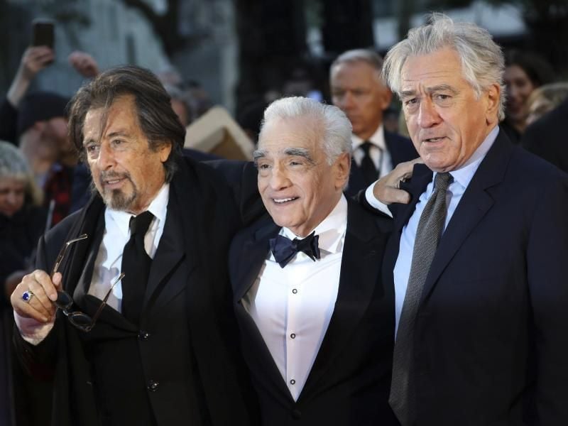 Al Pacino (l-r), Martin Scorsese und Robert De Niro bei der Premiere von „The Irishman” in London. Foto: Vianney Le Caer/Invision/AP/dpa