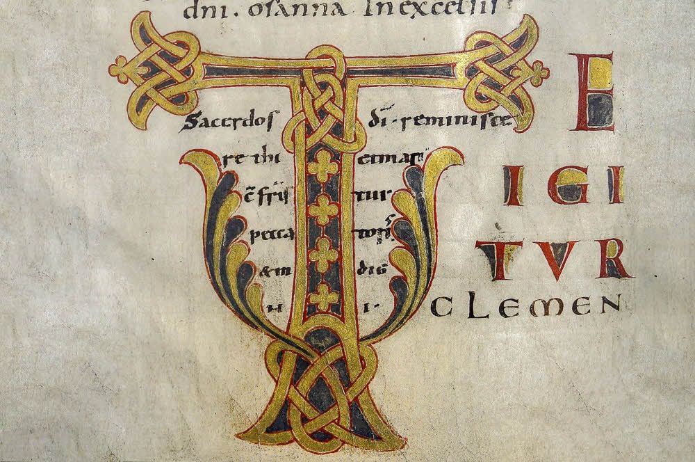 Die T-Initiale ist mit Thietmars Handschrift versehen.