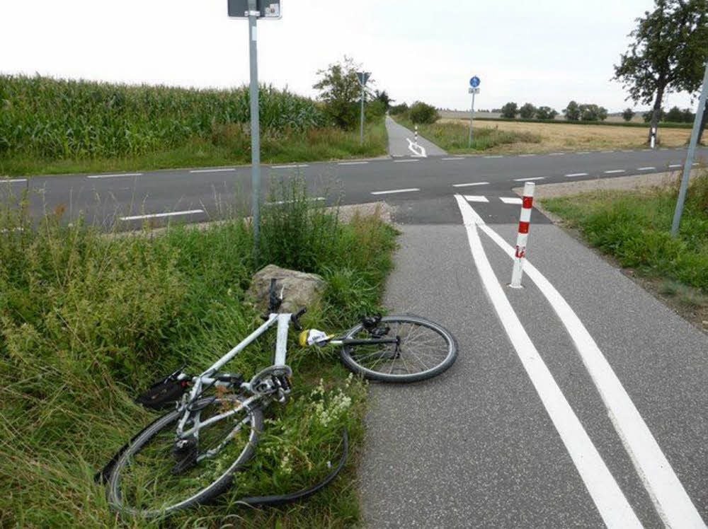 Poller sind gefährlich, sagt Johannes Müller, der als Vertreter des ADFC an den Verkehrsschauen auf dem Unstrut-Radweg teilnimmt. Das Foto zeige einen schweren Unfall am Mulderadweg.