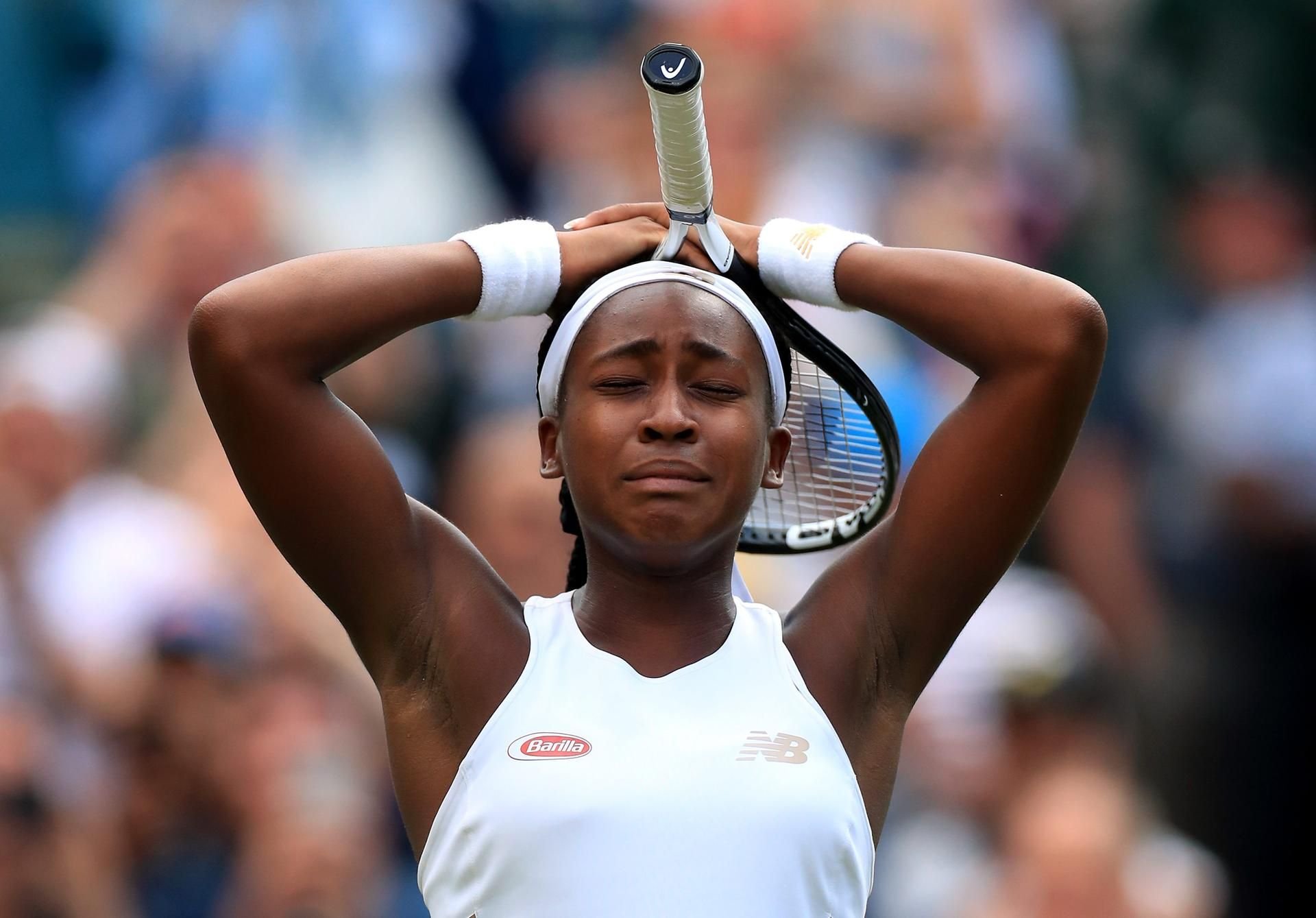 Cori Gauff aus den USA nach ihrem Sieg in der ersten Rund von Wimbledon.