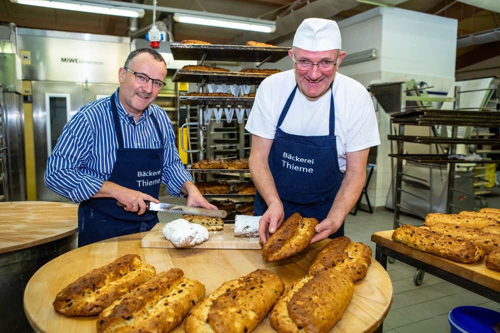 Weihnachtszeit ist Stollenzeit: Bernhard und Matthias Thieme von der gleichnamigen Bäckerei Thieme wurden für ihr Backwerk ausgezeichnet.