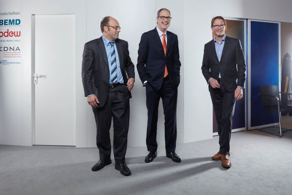 Die drei Regiocom-Gründer Gutmann, Sebastian Kerz und Joan Schlieker (v.l.) führen auch heute noch die Firma.