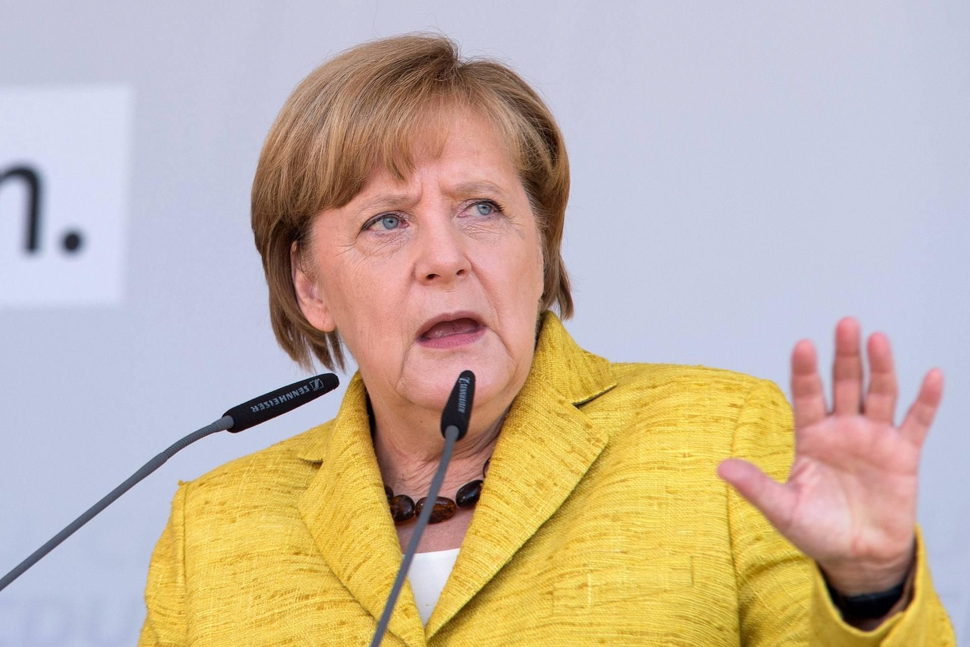 Angela Merkel während einer Rede