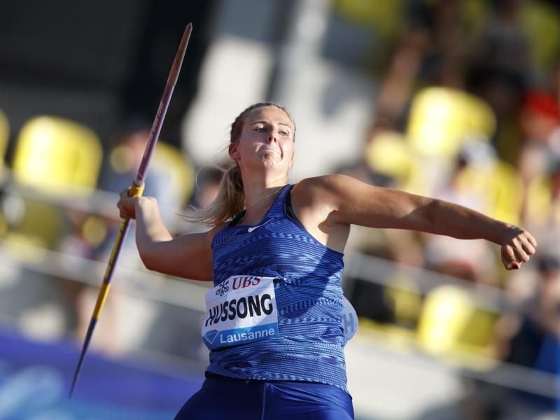 Warf in Lausanne am weitesten: Christin Hussong. Foto: Valentin Flauraud/KEYSTONE