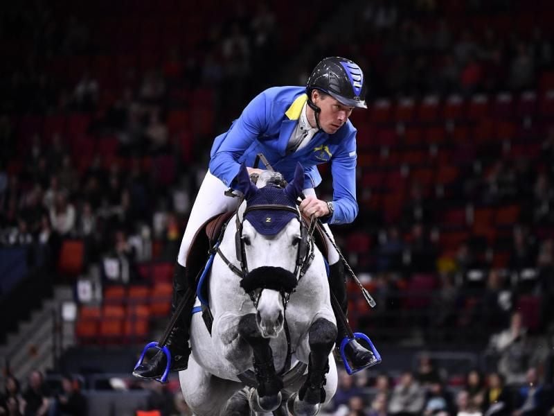 Springreiter Christian Ahlmann in Aktion. Foto: Bjorn Larsson Rosvall/TT NEWS AGENCY