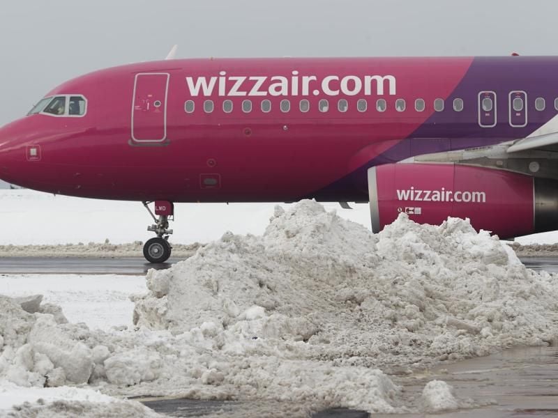 Eine Maschine der Low-Cost-Airline Wizz-Air am Flughafen Frankfurt Hahn. Foto: Thomas Frey